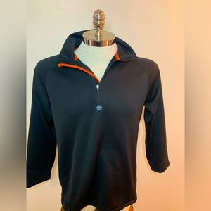 Men’s Medium Black and Orange Timberland Quarter zipper pull over sweater